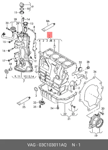 Блок цилиндров 03C103011AQ VAG
