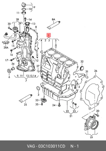 Блок цилиндров 03C103011CD VAG