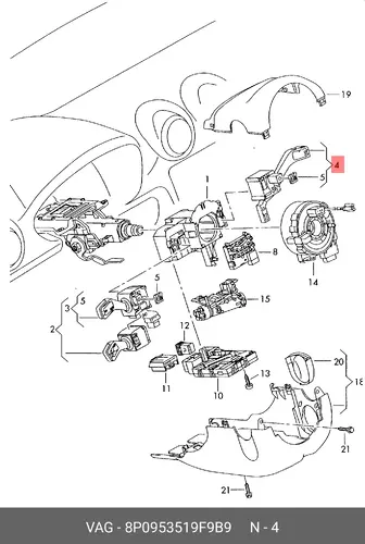 Переключатель подрулевой VAG 8P0953519F9B9