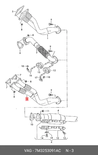 Гофра глушителя VAG 7M3253091AC L= d=