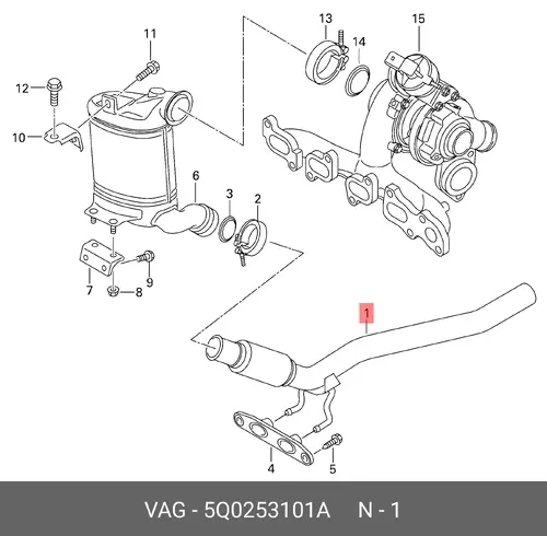 Выпускная труба 5Q0253101A VAG
