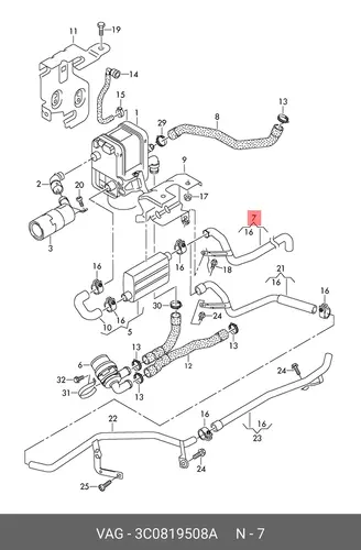 Выпускная труба 3C0819508A VAG
