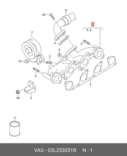 Коллектор выпускной VAG 03L253031B
