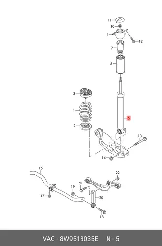 Газонаполненный амортизатор 8W9513035E VAG