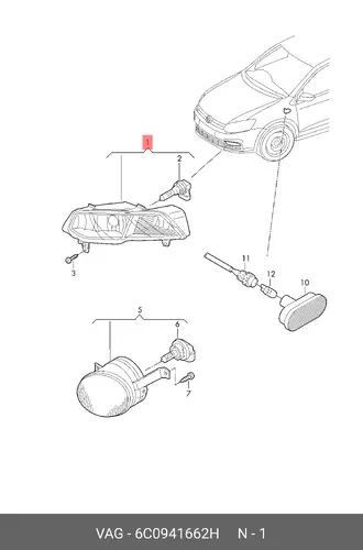 Фара противотуманная VAG 6C0941662H