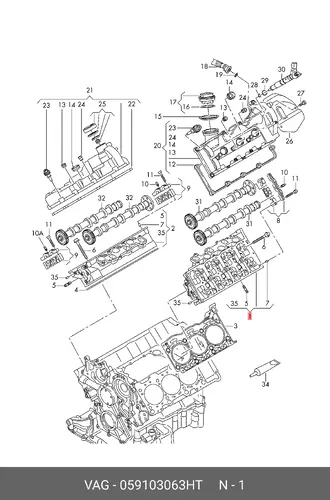 ГБЦ в сборе (без распредвала) 059103063HT VAG