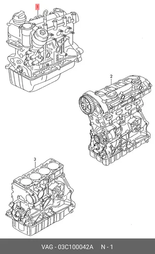 Двигатель (ДВС) в сборе VAG 03C100042A