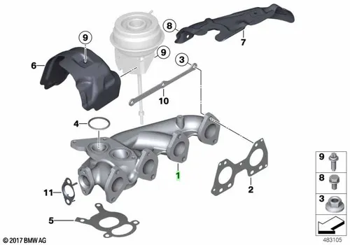 Коллектор выпускной BMW 11 62 7 823 221
