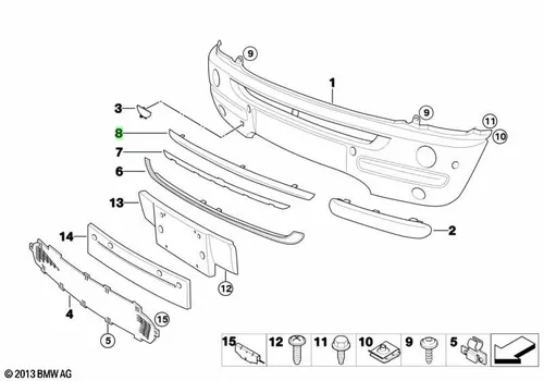 51117032899 Молдинг бампера BMW