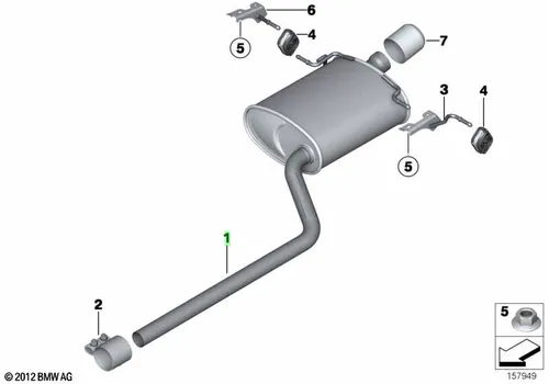 Задний дополнительный глушитель 18302753121 BMW
