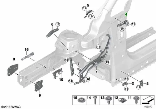 Кронштейн крыла Л Вх 41007408665 BMW