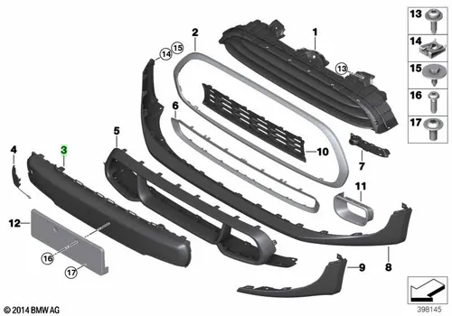 Накладка переднего бампера, ONE / PDC 51117379433 BMW