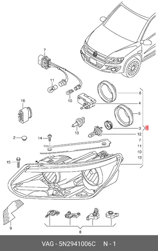 Фонарь габаритный VAG 5N2941006C