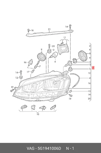 (VW), HEADLAMP 5G1941006D VAG