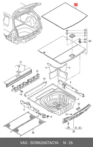 Коврик в багажник VAG 5G9862607ACYA