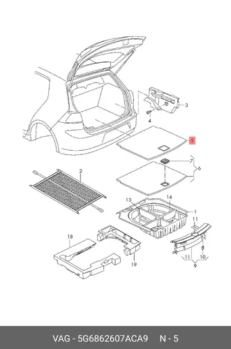 Коврик в багажник VAG 5G6862607ACA9