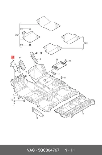 Держатель опоры 5QC864767 VAG