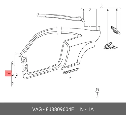 Деталь боковая 8J8809604F VAG