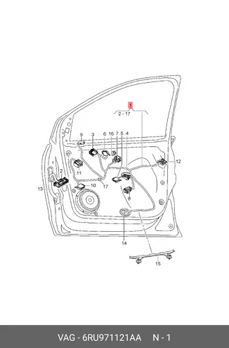 Жгут проводов двери 6RU971121AA VAG