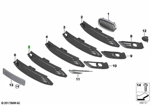 Решетка бампера BMW 51117364728