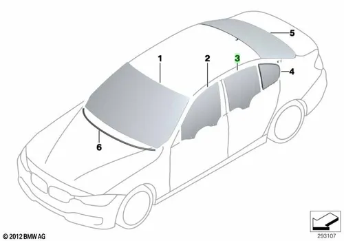 Стекло двери Л Зд 51357283495 BMW