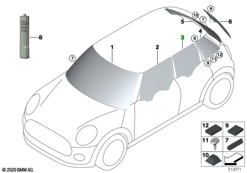 Стекло двери Л Зд 51357320287 BMW