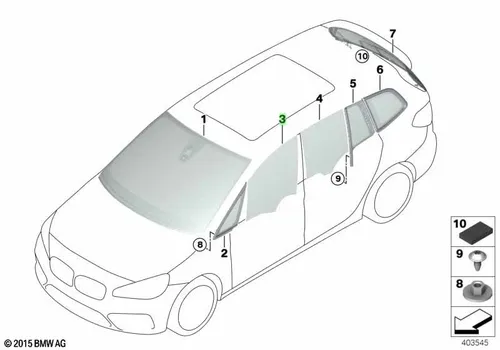 Стекло двери Л Пд 51337321059 BMW