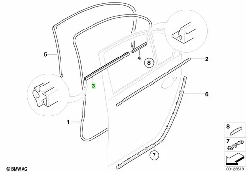 Уплотнитель шахты стекла П Зд Внутр 51227177260 BMW