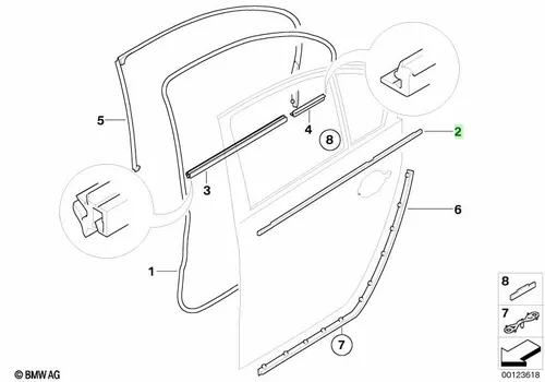 Уплотнитель шахты стекла П Наруж 51227176936 BMW