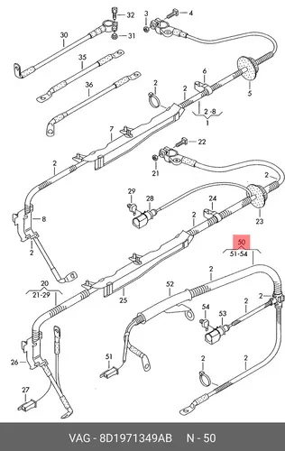 Жгут проводов для стартера и генератора 8D1971349AB VAG