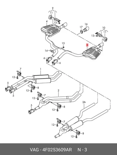 Задний глушитель 4F0253609AR VAG