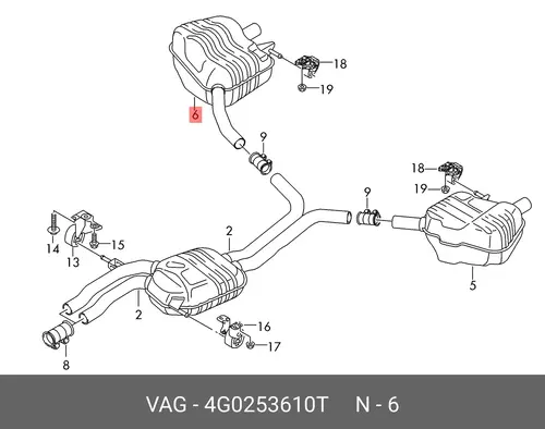 Задний глушитель 4G0253610T VAG