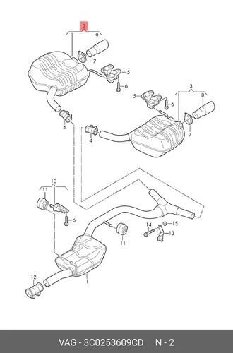 Задний глушитель 3C0253609CD VAG