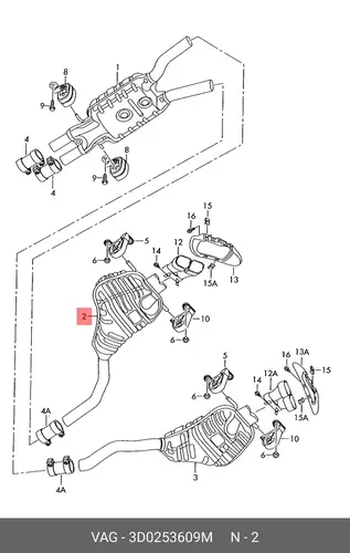 Задний глушитель 3D0253609M VAG