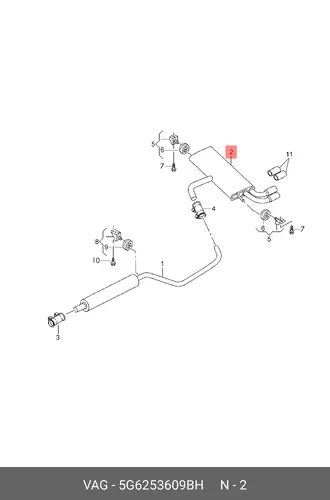 Задний глушитель 5G6253609BH VAG