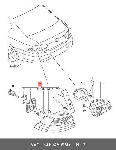 Фонарь задний VAG 3AE945096D
