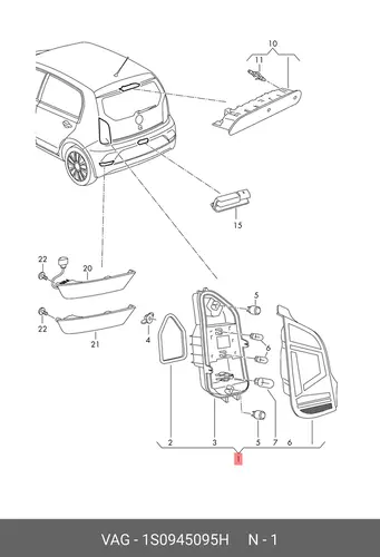 Фонарь задний VAG 1S0945095H