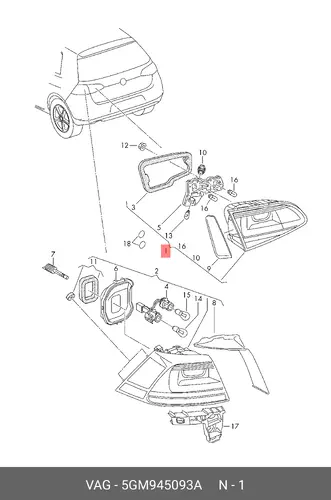 Фара противотуманная VAG 5GM945093A