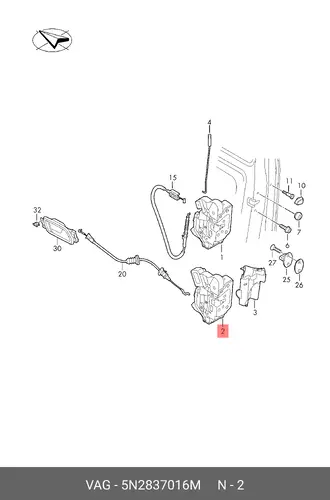 Замок двери 5N2837016M VAG