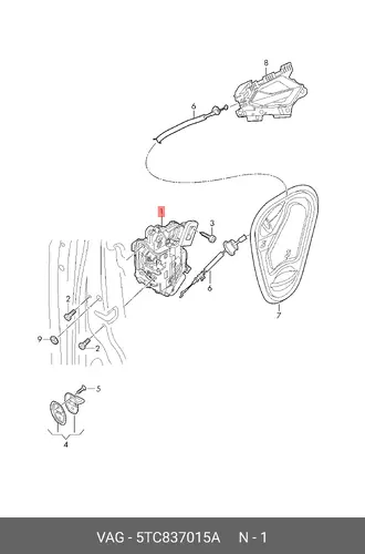 Замок двери 5TC837015A VAG