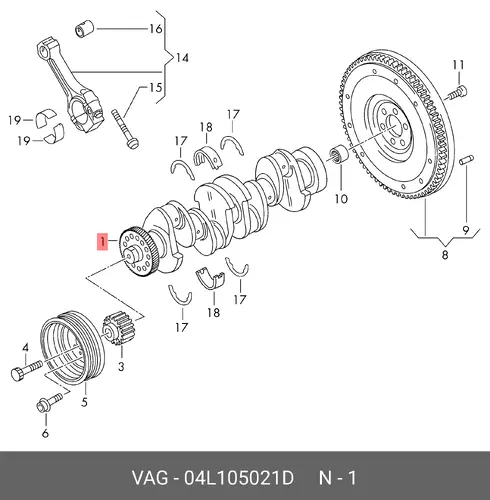 Коленчатый вал 04L105021D VAG