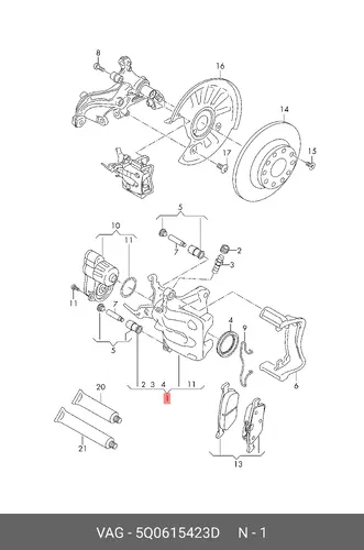 Корпус суппорта 5Q0615423D VAG