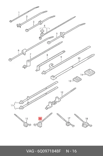 Крепеж кабеля 6Q0971848F VAG
