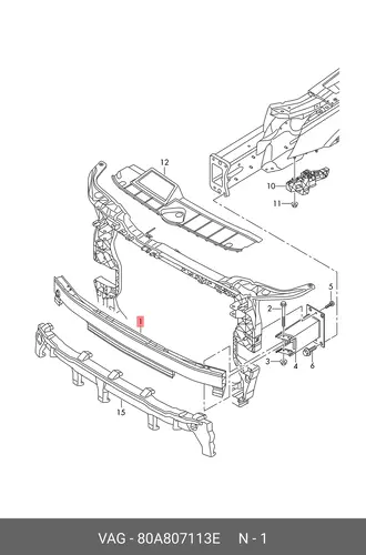 Усилитель бампера VAG 80A807113E