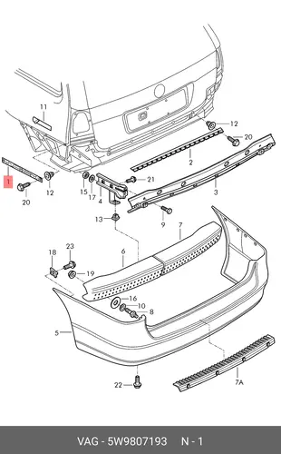 Кронштейн бампера 5W9807193 VAG