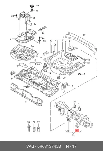 Кронштейн бампера 6R6813745B VAG