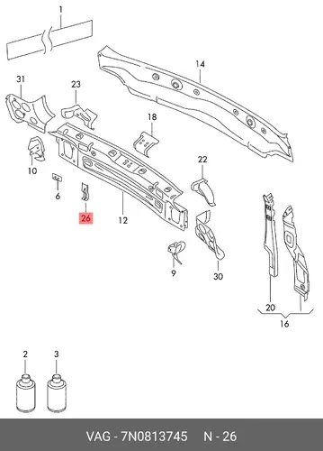 Кронштейн бампера 7N0813745 VAG