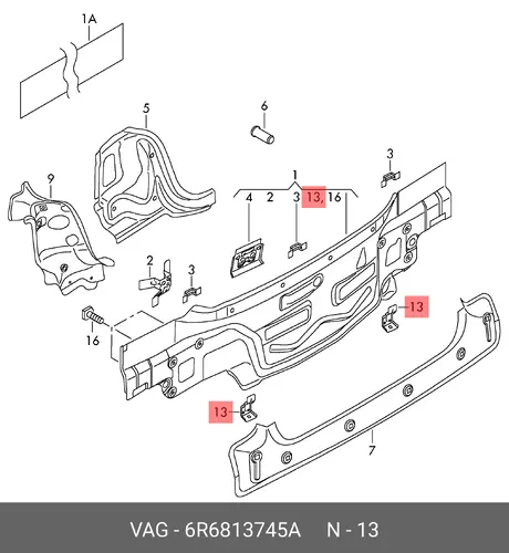 Кронштейн бампера 6R6813745A VAG