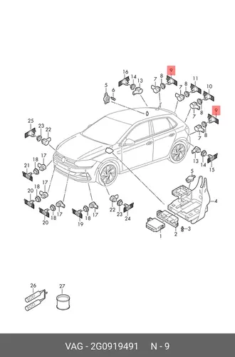Кронштейн датчика 2G0919491 VAG