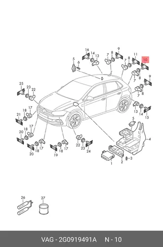 Кронштейн датчика 2G0919491A VAG